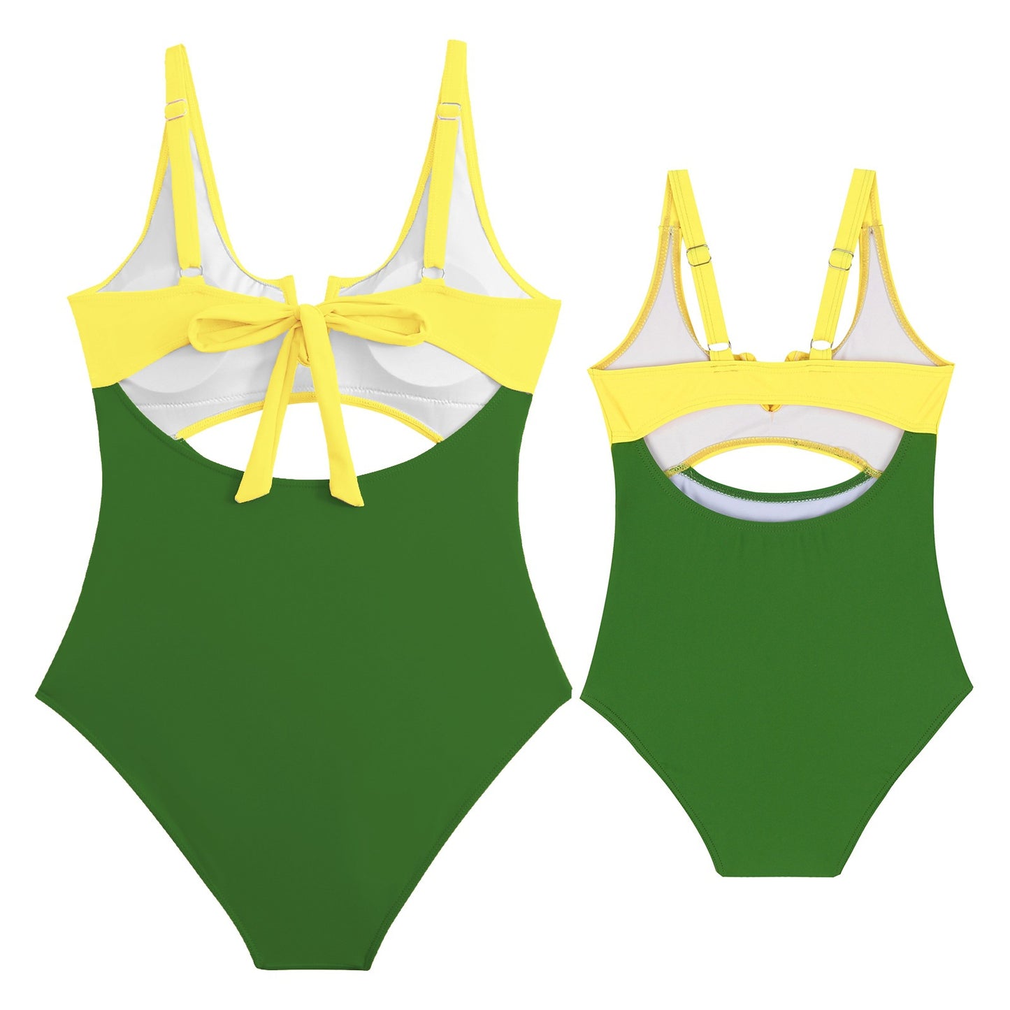 New European and American one-piece swimsuit for women, nylon and contrasting colors, parent-child swimsuit for adults and children