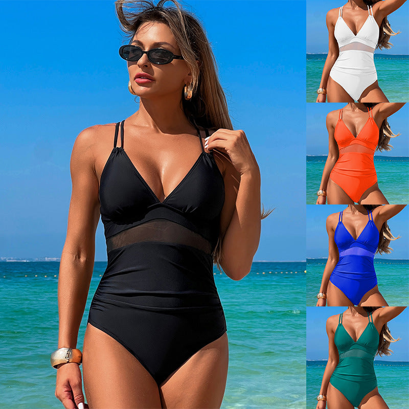 New hot spring one-piece swimsuit swimsuit women's high-end swimsuit