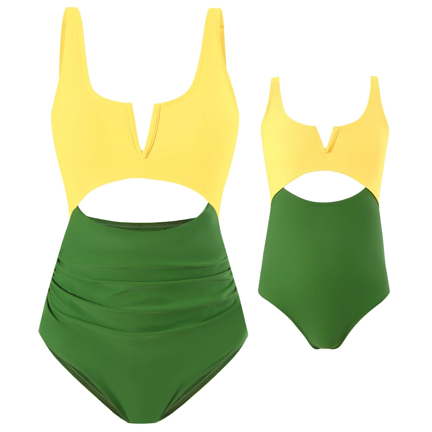 New European and American one-piece swimsuit for women, nylon and contrasting colors, parent-child swimsuit for adults and children