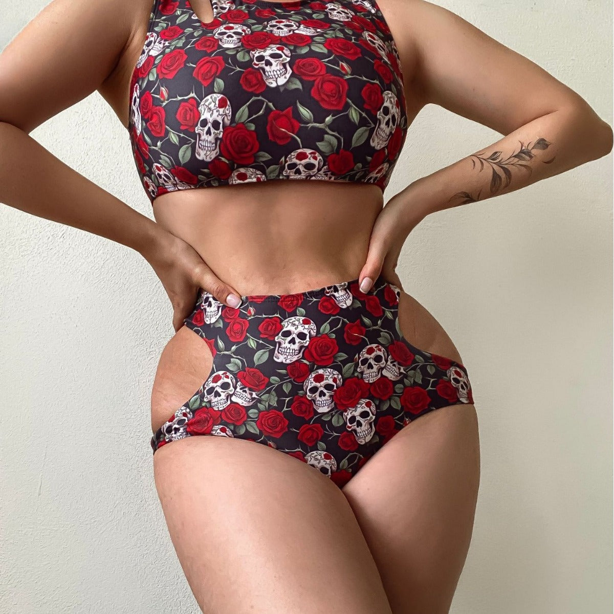 new bikini sexy rose skull two-piece swimsuit