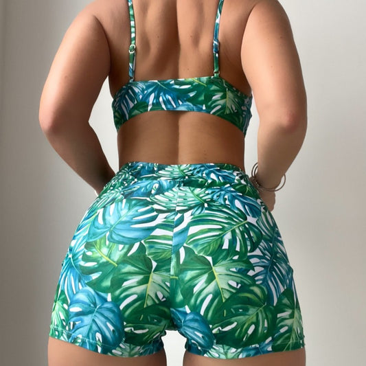 European and American new tropical plant print bikini swimsuit set 027