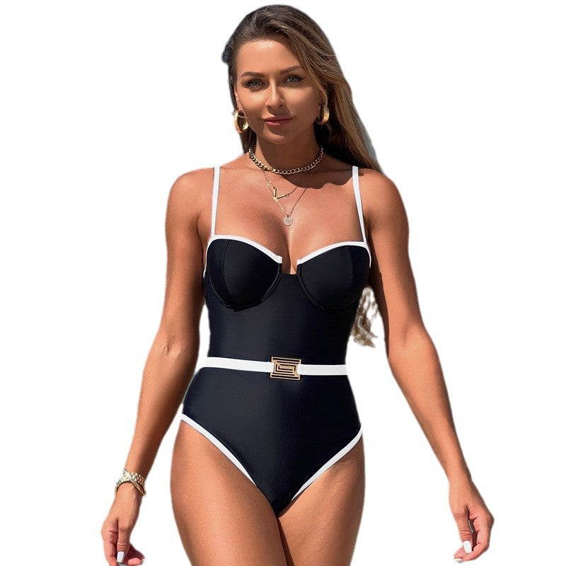 Hot spring swimsuit for women, high-end conservative one-piece swimsuit style, hides flesh and makes you look thin